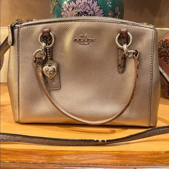 Coach Leather Gold Crossbody Bag - Picture 1 of 9